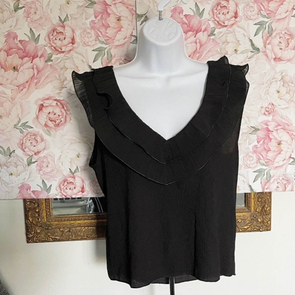Black Chiffon Flowy Tank